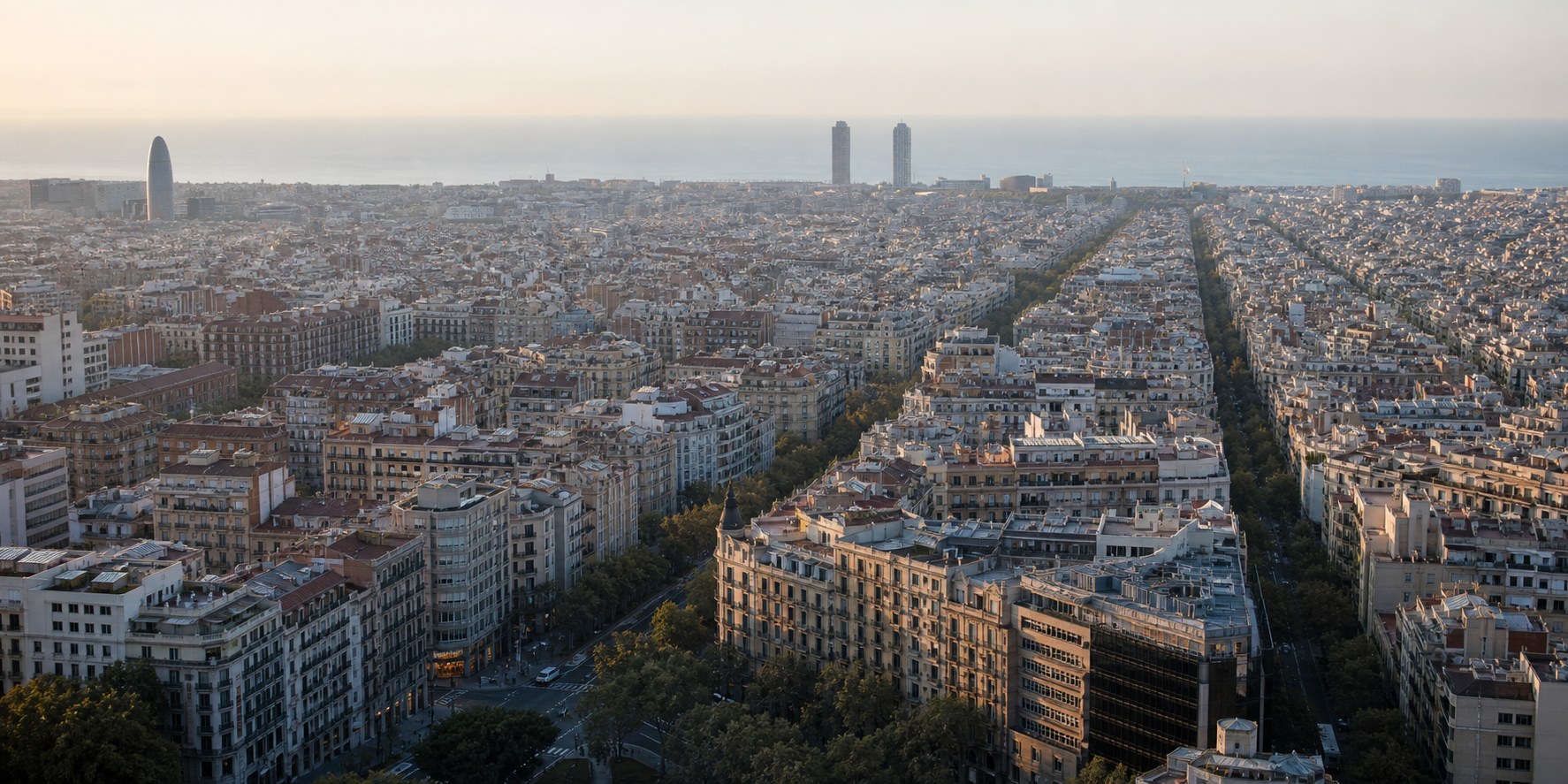 Vista editorial del Eixample y el distrito empresarial de Barcelona
